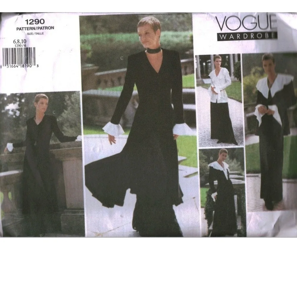 Vogue 1290 Sewing Pattern Jacket Dress Top Pants Size 6 8 10 Evening Wear